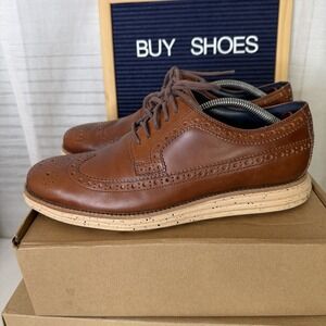 Cole Haan LunarGrand Dress Casual Shoes Mens Size 9.5 M Brown Leather Wingtip